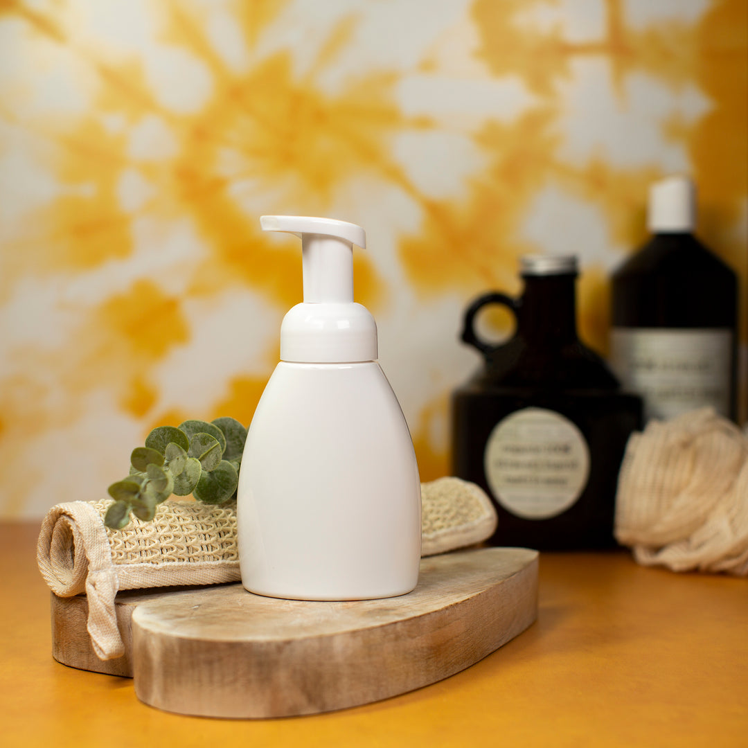 250 ml White Oval Foam Pump Bottle with White Pump