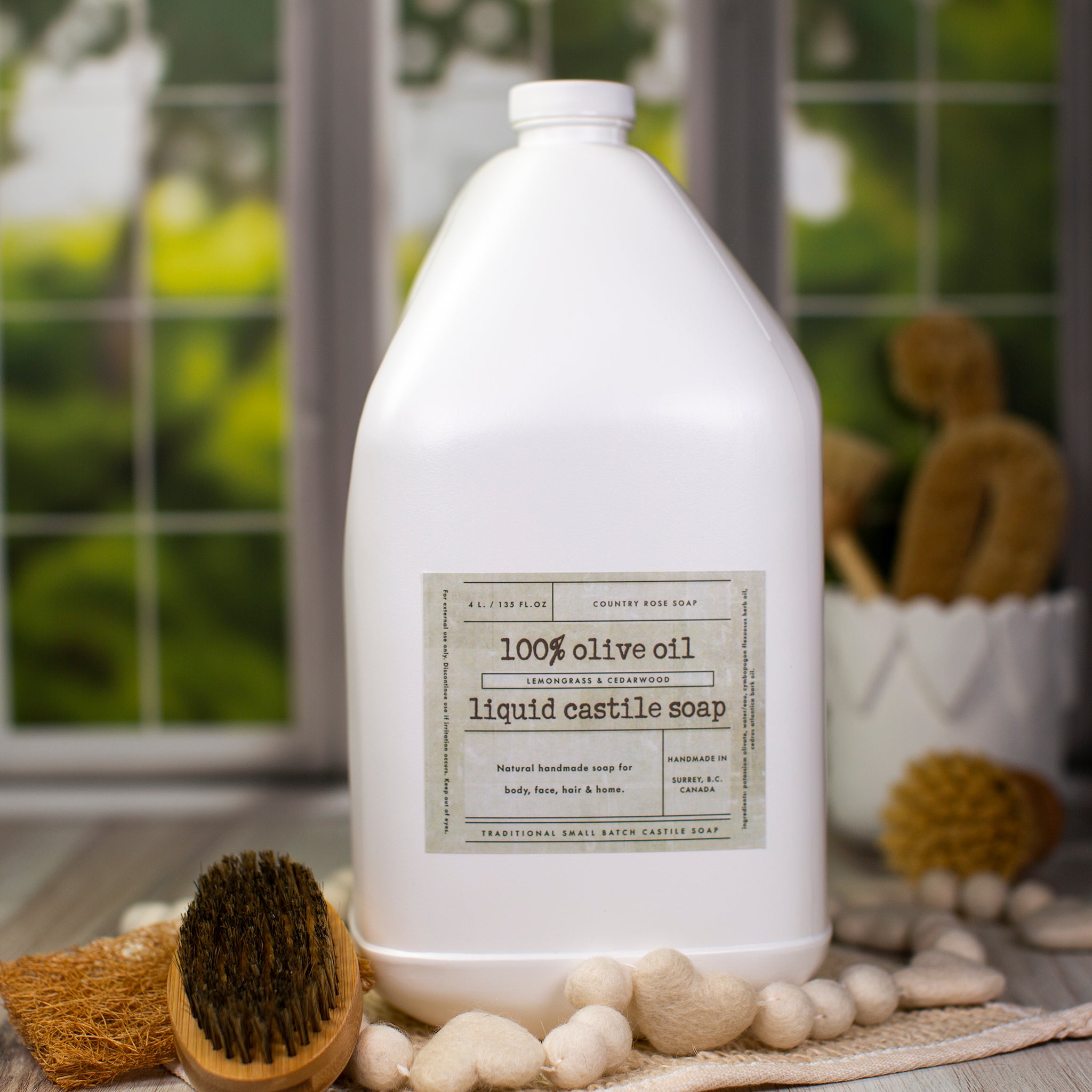 100% Olive Oil Castile Liquid Soap Lemongrass & Cedarwood Gallon Jug